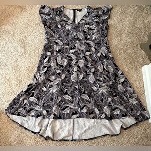 Lane Bryant Womens Dress Size 28 Black White Floral Short Sleeve Stretch Plus